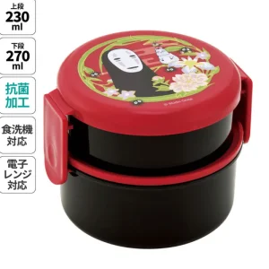 Maison Ghibli Two Layers Round Shape Lunch Box No Face dark red - Spirited Away | Kitchenware