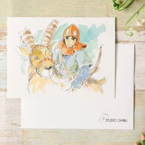 Maison Ghibli Watercolour Greeting cards 24 x 15,8 cm Ashitaka and Yakul - Princess | Postcards And Letter Papers